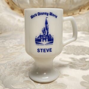 Vintage Walt Disney World Steve Mug Milk Glass